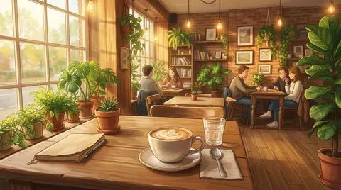 Kafe surati Ghibli uslubidagi animega