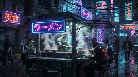 Tungi Tokiodagi neon ramen doʻkoni