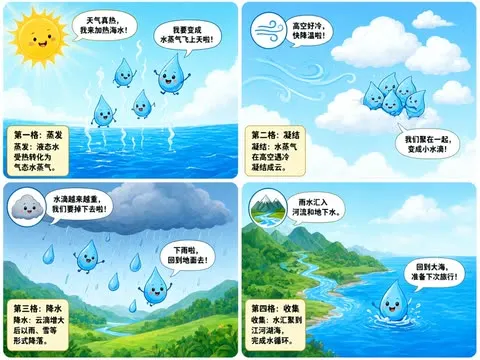 Water-cycle comic in Chinese